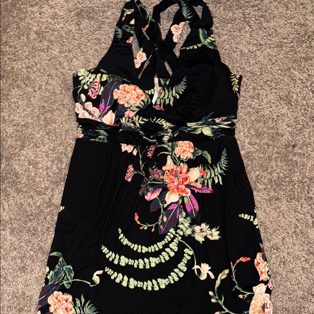 Soma Black Floral Dress - Size M
